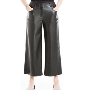 Max Studio Black Faux Leatherette CroppedWide Leg Pant Size 10